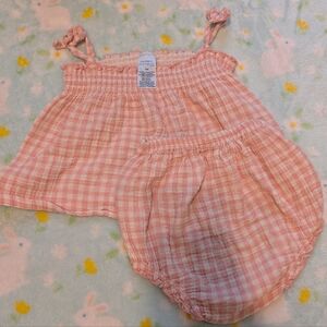 Gerber Pink Gingham Summer Outfit Modern Moments Girl's 24 Months